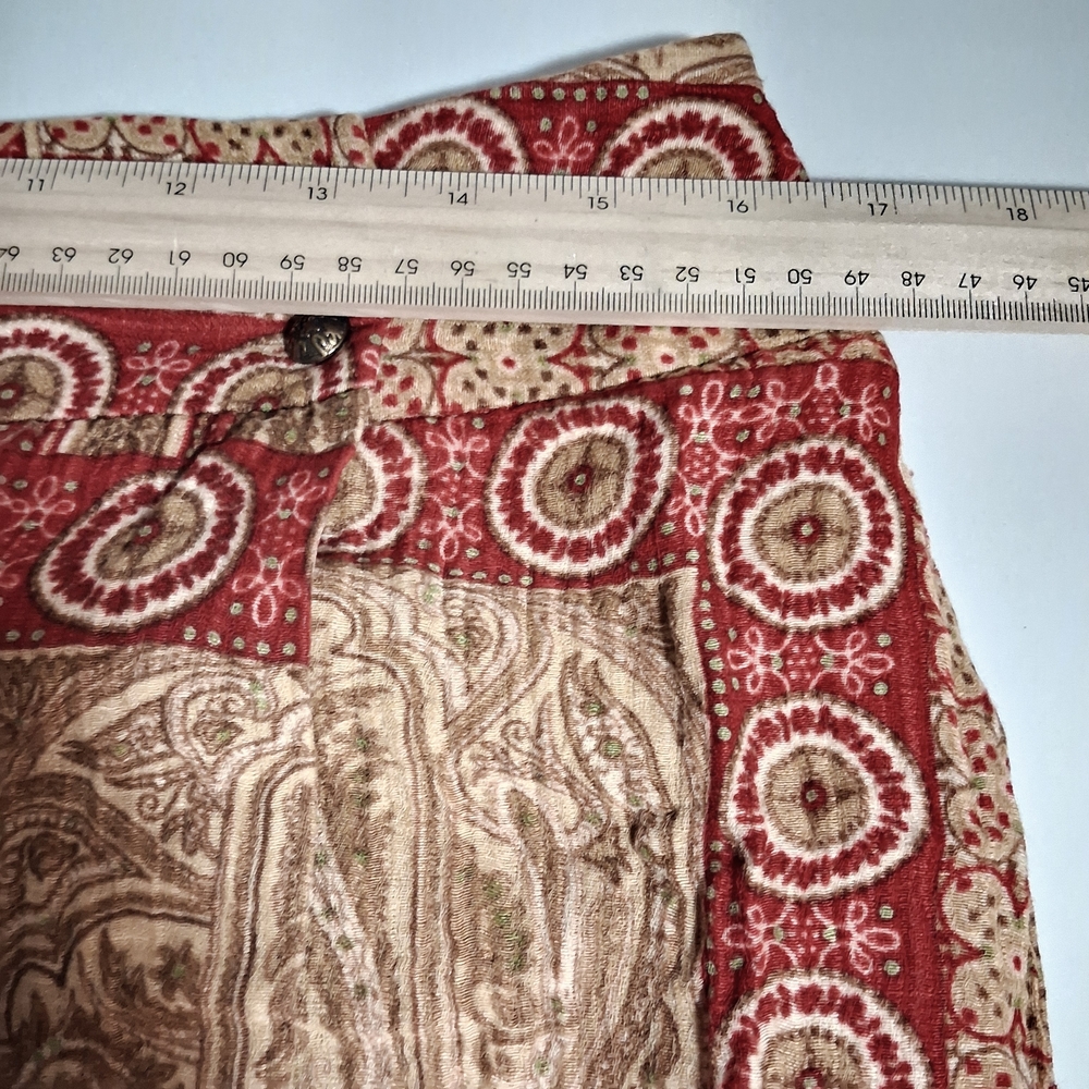 Kate Hill Red and Brown Patchwork Skirt Patterned Size 12 Silk And‎ Linen Blend - Picture 11 of 11